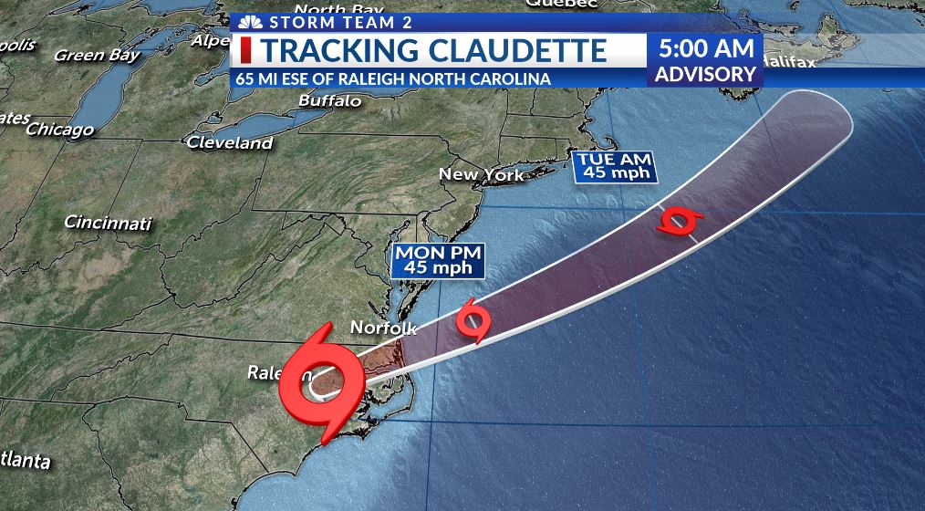 claudette regains storm it n. carolina